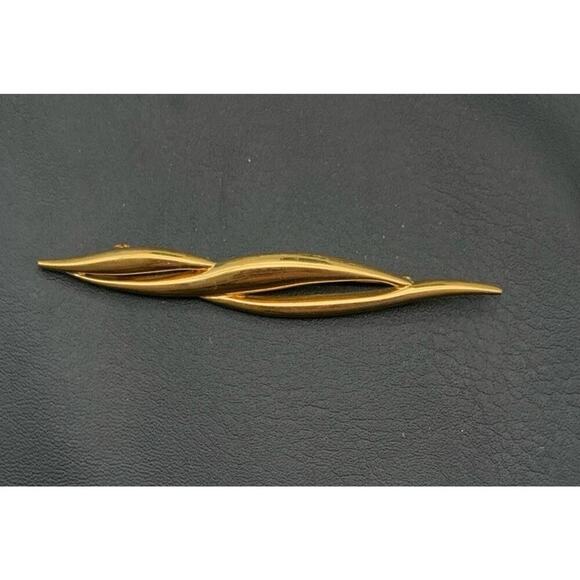 Vintage Monet Gold Tone Abstract Brooch Signed - Picture 1 of 5